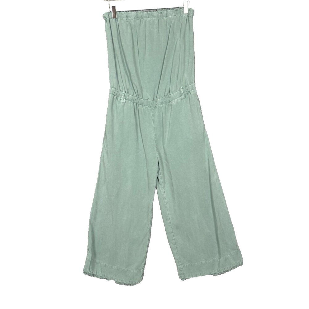 Cloth and Stone Jumpsuit Womens Medium Green Strapless Pull On Wide Leg Crop
